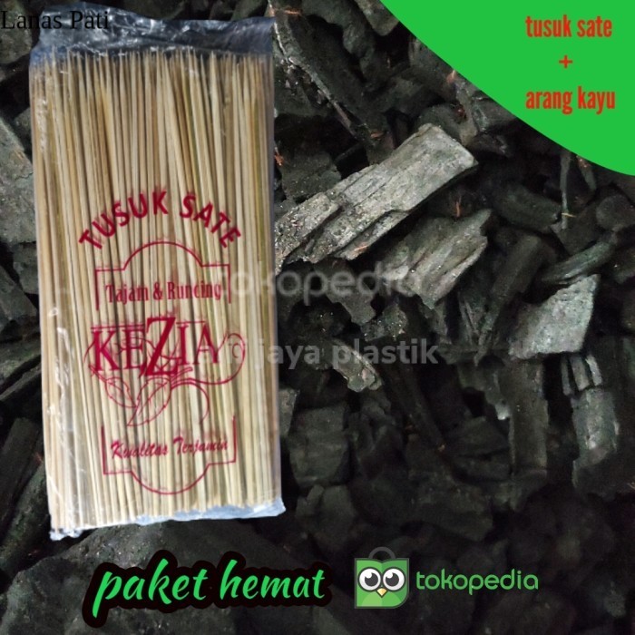 

arang kayu 1 kg plus tusuk sate. murah terlariss