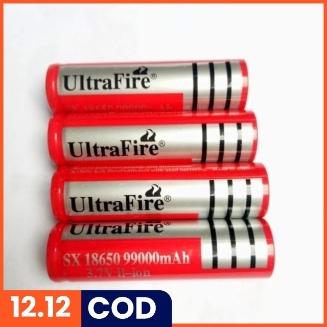 BATERAI CAS 18650 ULTRAFIRE 99000MAH 3 7 V BATRAI SENTER SWAT dll