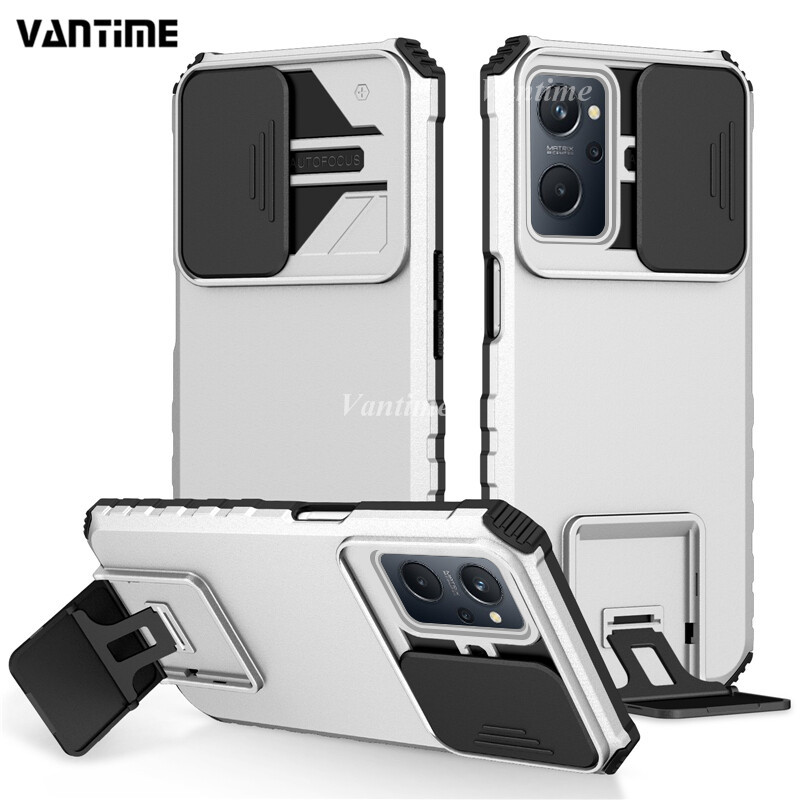 Casing HP Realme 9i 4G Penutup Kamera Geser Penyangga Kickstand Tahan Guncangan Pelindung Belakang