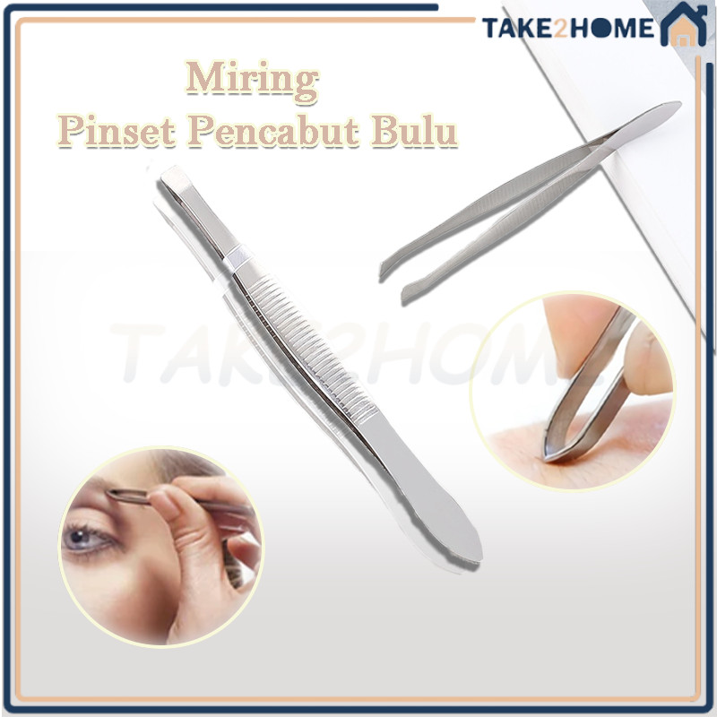 Pencabut Bulu Alis Miring Tweezer Stainless Steel / Pinset Uban Stainless Steel Pinset / Pinset Penc