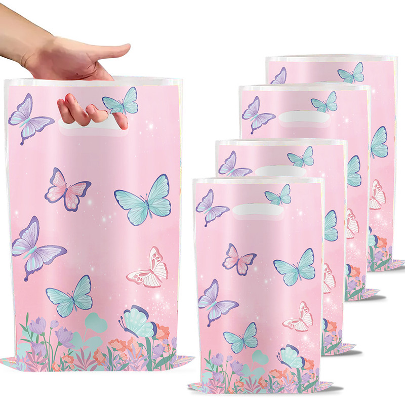 

10Pcs Butterfly Party Goodie Bags Pink Butterfly Candy Gift Bags For Butterfly Wedding Birthday Party Decor Outdoor Party Favor