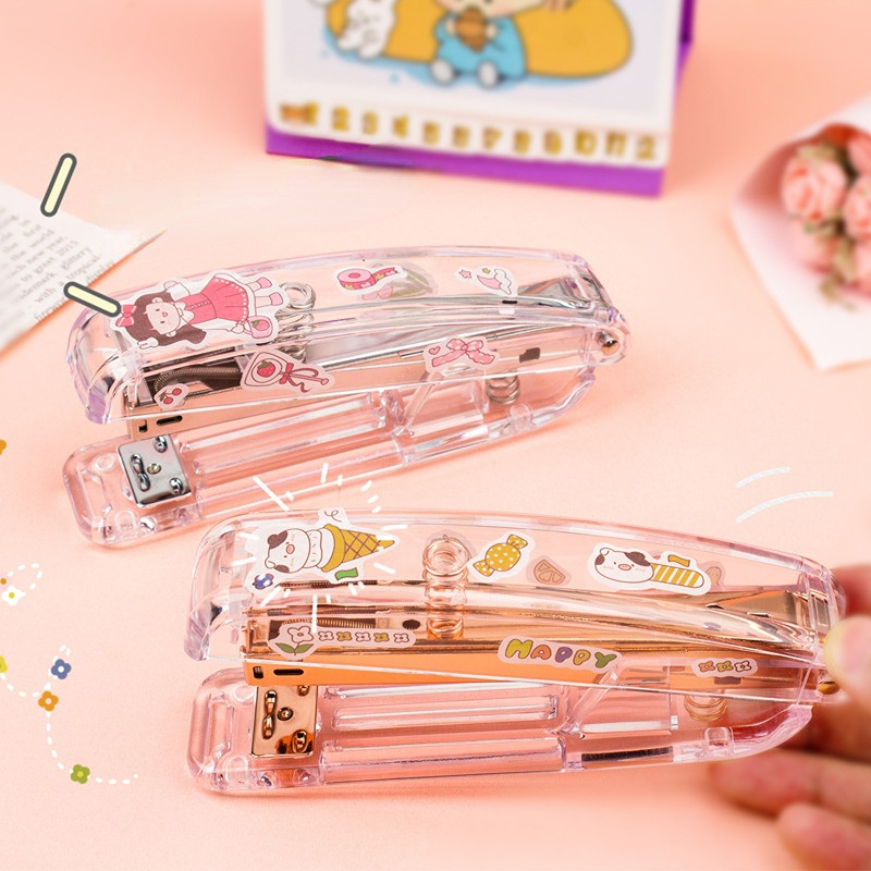 

Transparent Stapler Without Printing Wind Korea Ins Sticker Decoration Simple Student Test Paper Book Binding Machine