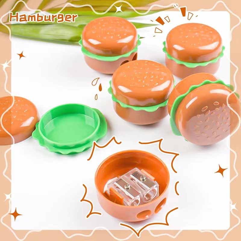 

Kawaii stationery items School supplies Office supplies school equipment cute Hamburger pencil sharpener for child school stuff