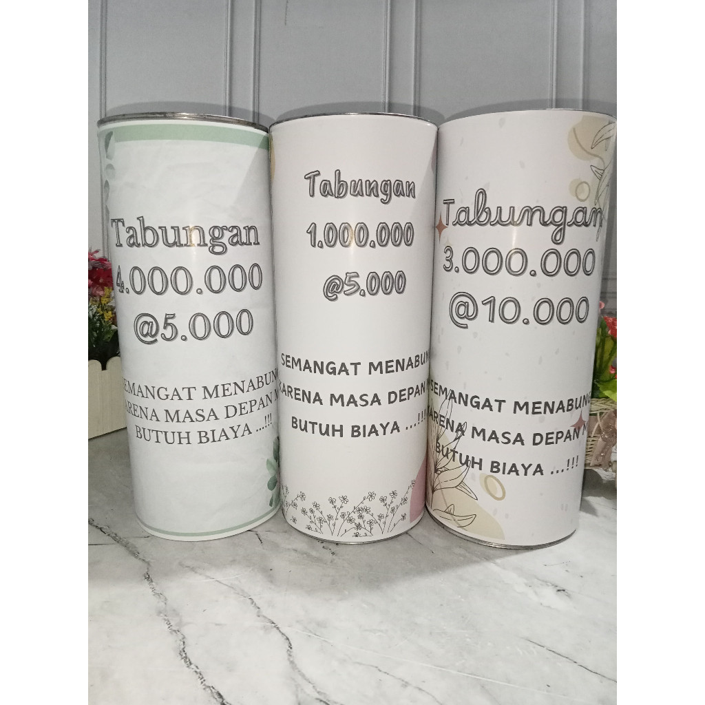 Celengan Target Jumbo XXL buka tutup murah tabungan besar bisa custom celengan target 4 Juta 5K 1 Ju