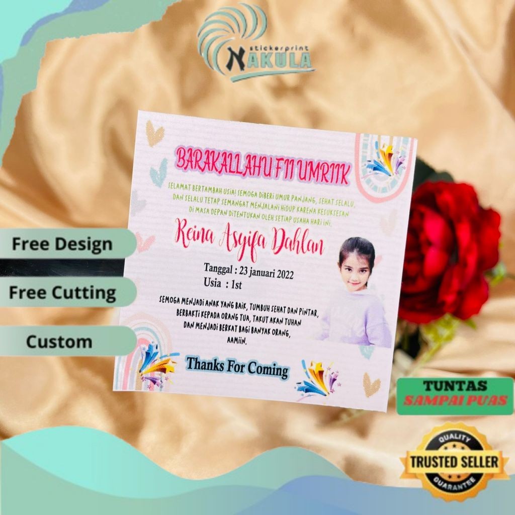 

NKL 2-4 Stiker Ultah Anak Ulang Tahun Label Bentuk Kotak Sticker Undangan Ulang Taun Free Desain BDG