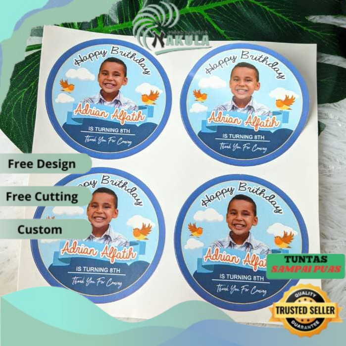 

NKL Sticker Bulat Kecil 2-4 Ulang Tahun Anak Stiker Ultah Free Design Template Birthday Chromo