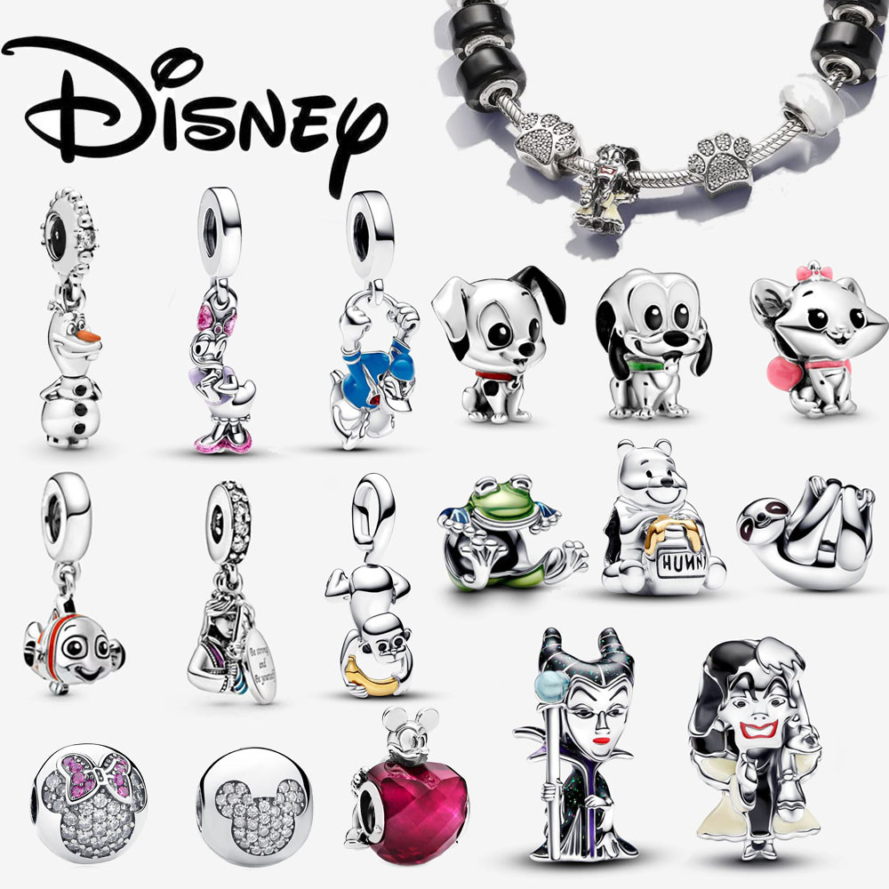 Disney Stitch Minnie Mickey Mouse Charms Dangle Fit Pandora Bracelet Silver 925 Original Beads Charm