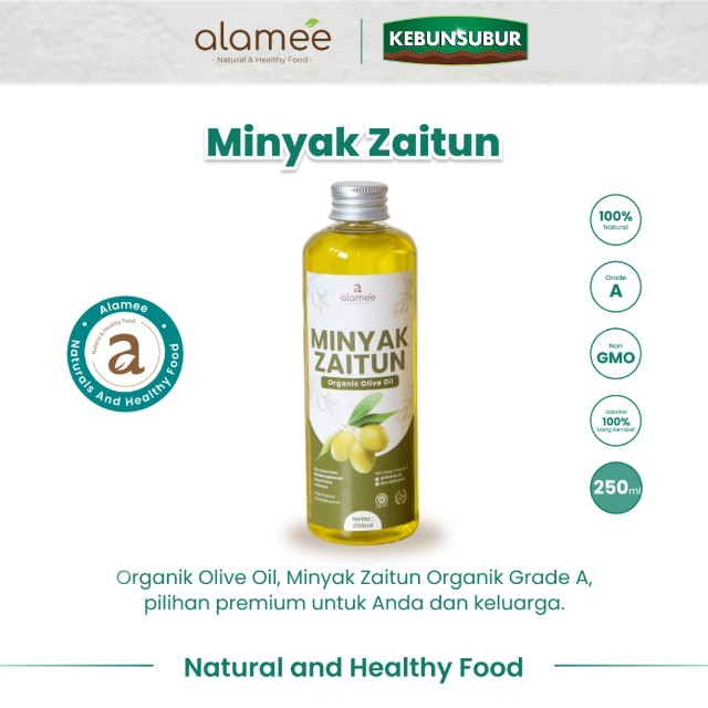 

ALAMEE Minyak Zaitun Olive Oil Untuk Diminum Extra Virgin Organic Organik Asli Masak EVOO 250ml Kebunsubur