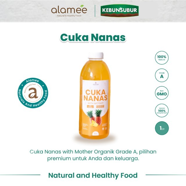 

ALAMEE Cuka Nanas With Mother Pineapple Cider Vinegar Original Organik 1000ml 1 Liter kebunsubur