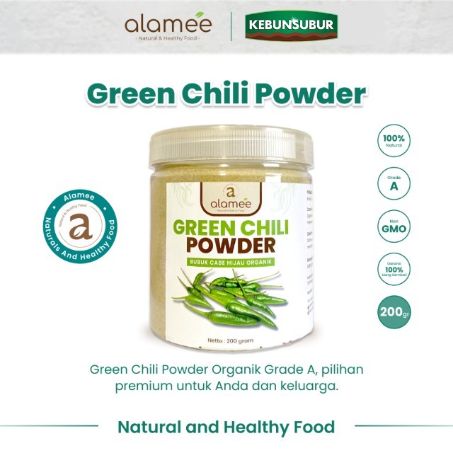 

ALAMEE Bubuk Cabe Hijau Green Chili Seasoning Powder Bumbu Masakan Dapur Murni Tampa Campuran 200gr kebunsurbur