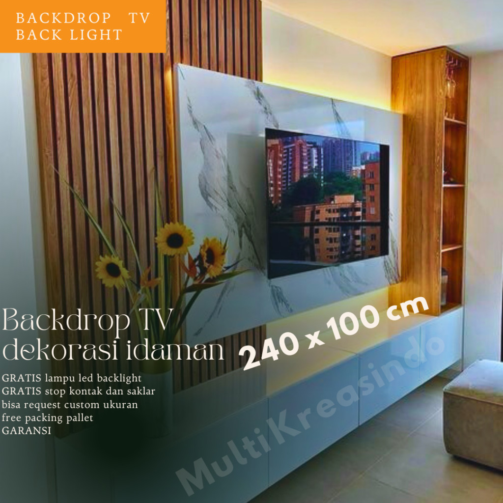 BACKDROP TV rak tv led backlight KABINET TV Rak TV dekorasi  Minimalis Tempel Dinding KUAT KOKOH PRE