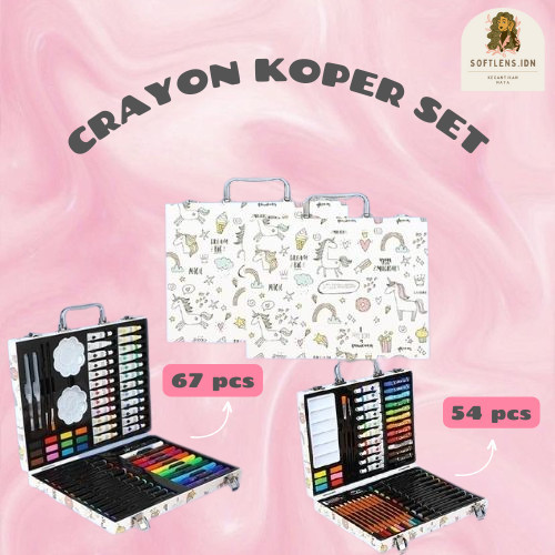

[New Collection] Crayon set 145 Alat Tulis Anak Koper Gambar Lukis Koper Box - 54+67 WHITEPONY