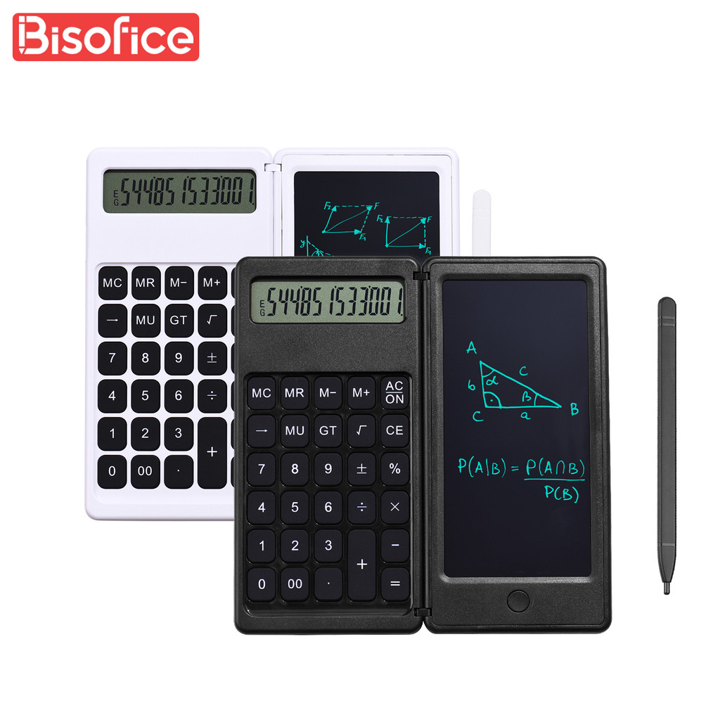 

Foldable Calculator 6 Inch LCD Writing Tablet Digital Drawing Pad 12 Digits Display with Stylus Pen Erase Button Lock Function