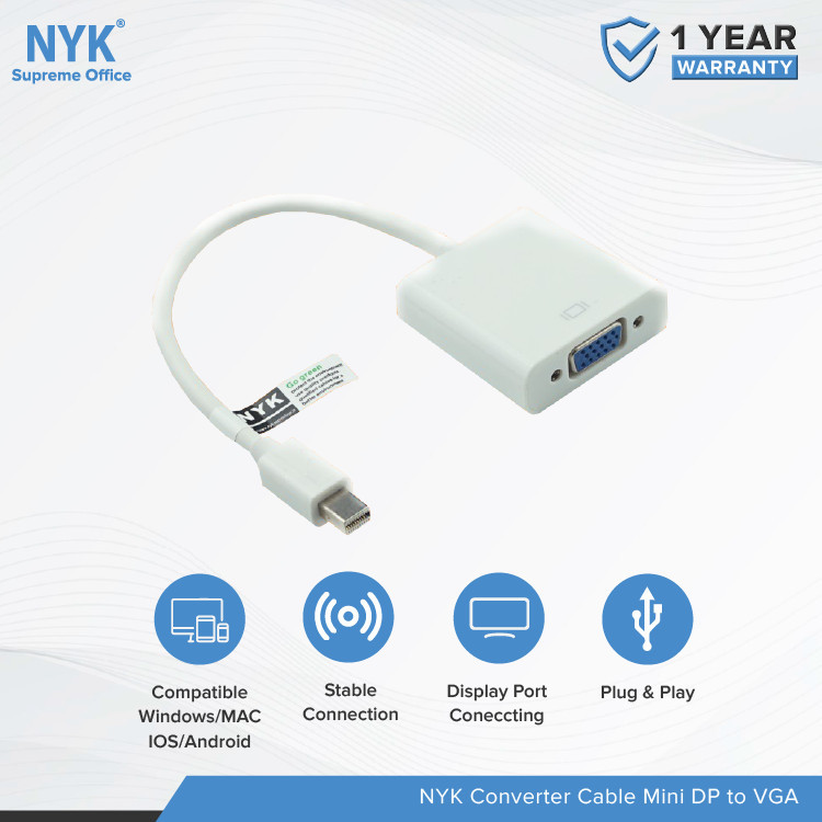 CONVERTER MINI DP TO VGA / MINI DISPLAY PORT TO VGA