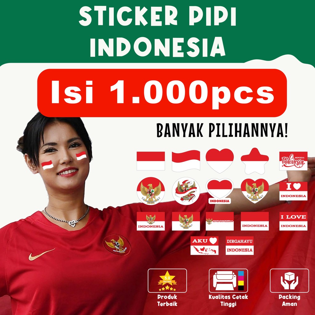 

Sticker Bendera Pipi INDONESIA isi 1.000pcs Kemerdekaan 17 Agustus Agustusan – Desain Nasionalis, Material Berkualitas
