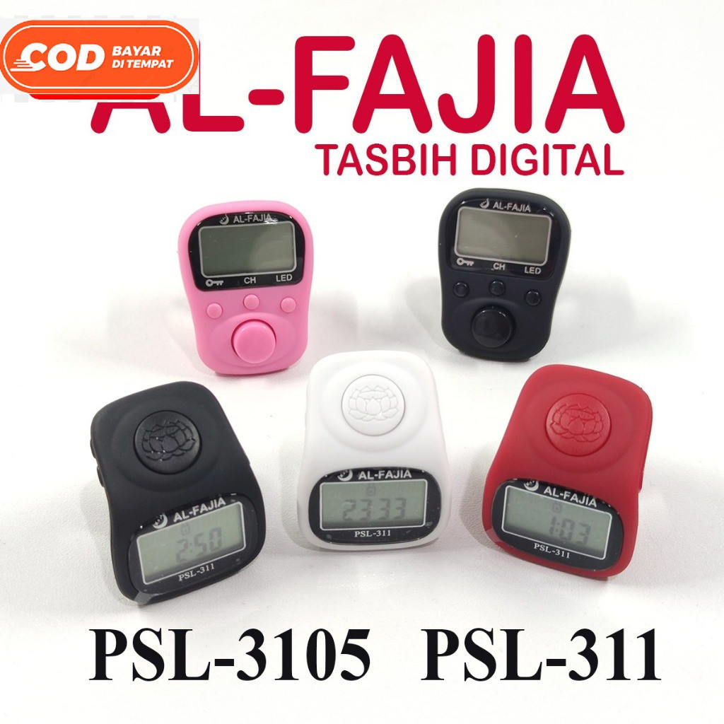 Tasbih Digital LED Tally Counter 5 Channel Rechargeable Kabel Cas Alarm Jam PSL311 Lampu Alat Hitung