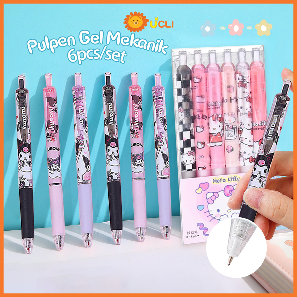 

Ucli Pena Gel Mekanis Ballpoint Mekanik Pulpen motif kartun lucu 6pcs/set
