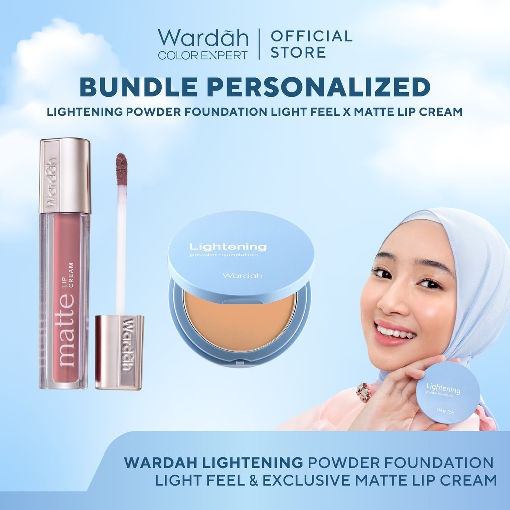 [BUNDLE] WARDAH Paket Exclusive Two Way Cake Lightening Powder Foundation Light Feel 12 g x Exclusiv