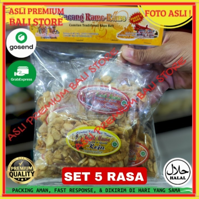 

SET 5 OLEH OLEH MAKANAN CEMILAN CAMILAN SNACK KULINER KHAS ASLI ORI ORIGINAL BALI KACANG KORO KEJU BARBEQUE PIZZA PEDAS