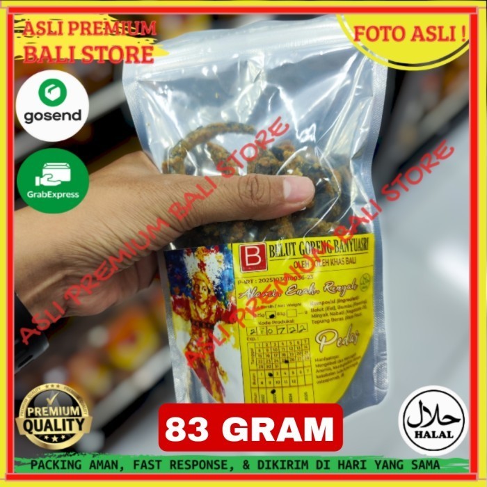 

OLEH OLEH MAKANAN CEMILAN CAMILAN SNACK KULINER KHAS ASLI ORI ORIGINAL BALI KERIPIK KRIPIK KERUPUK BELUT GORENG PEDAS 83 GRAM GR