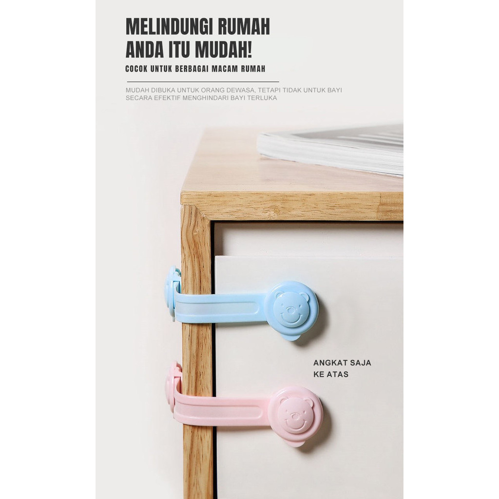 【baby face】Kunci pengaman bayi lemari  laci lemari  kunci lemari es kunci perabotan（16*5cm）