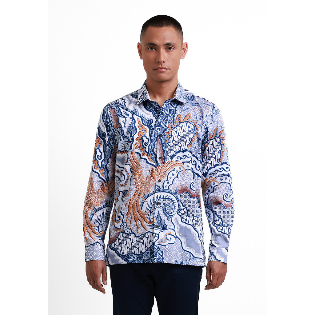 Manzone Kemeja Batik Lengan Panjang Pria Abisatya Beige