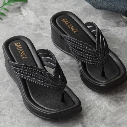 Zahir Sandal Jepit Wanita Wedges Karet Jelly Import Motif Ulir Tali Lebar Hak Tinggi BALANCE 2226