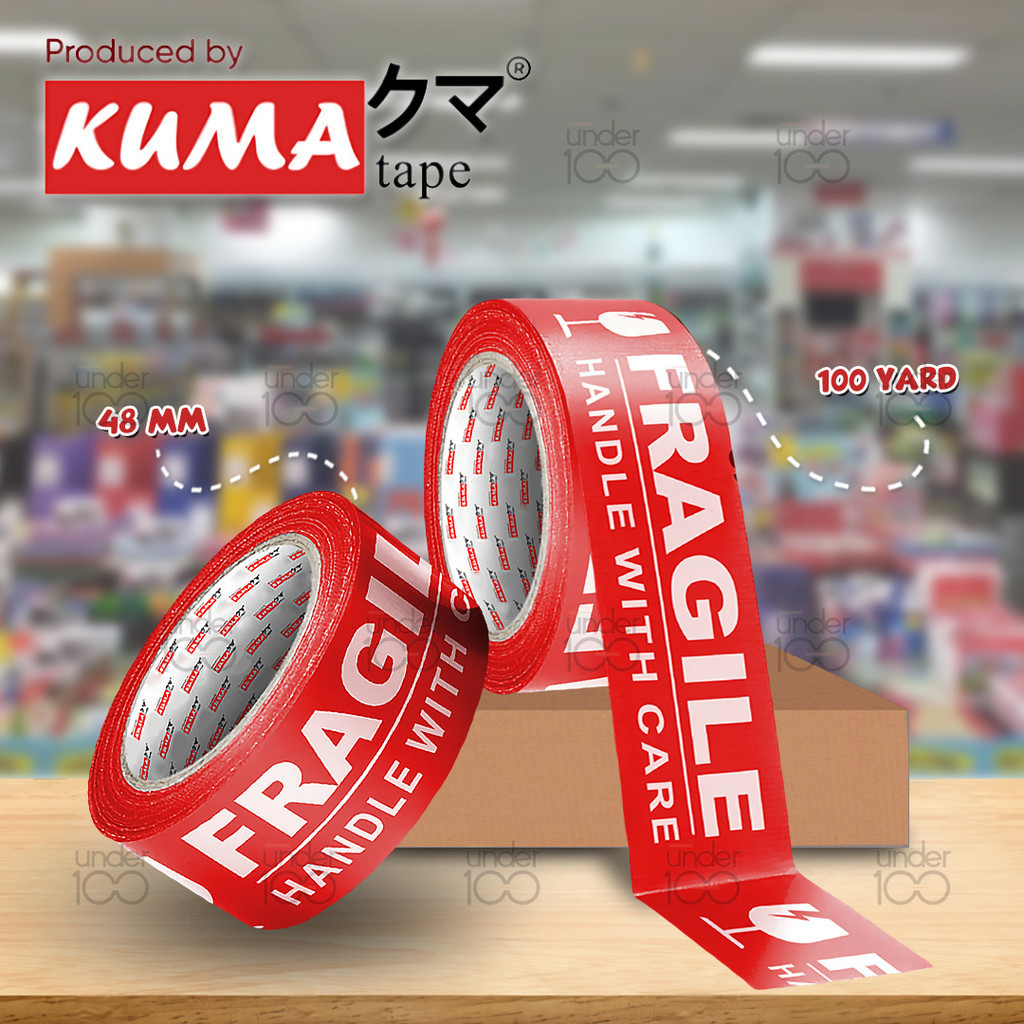 

❤ Under100 ❤ Lakban Fragile Kuma 48 mm 100 Yard Merah Isolasi Tape Perekat Kuat