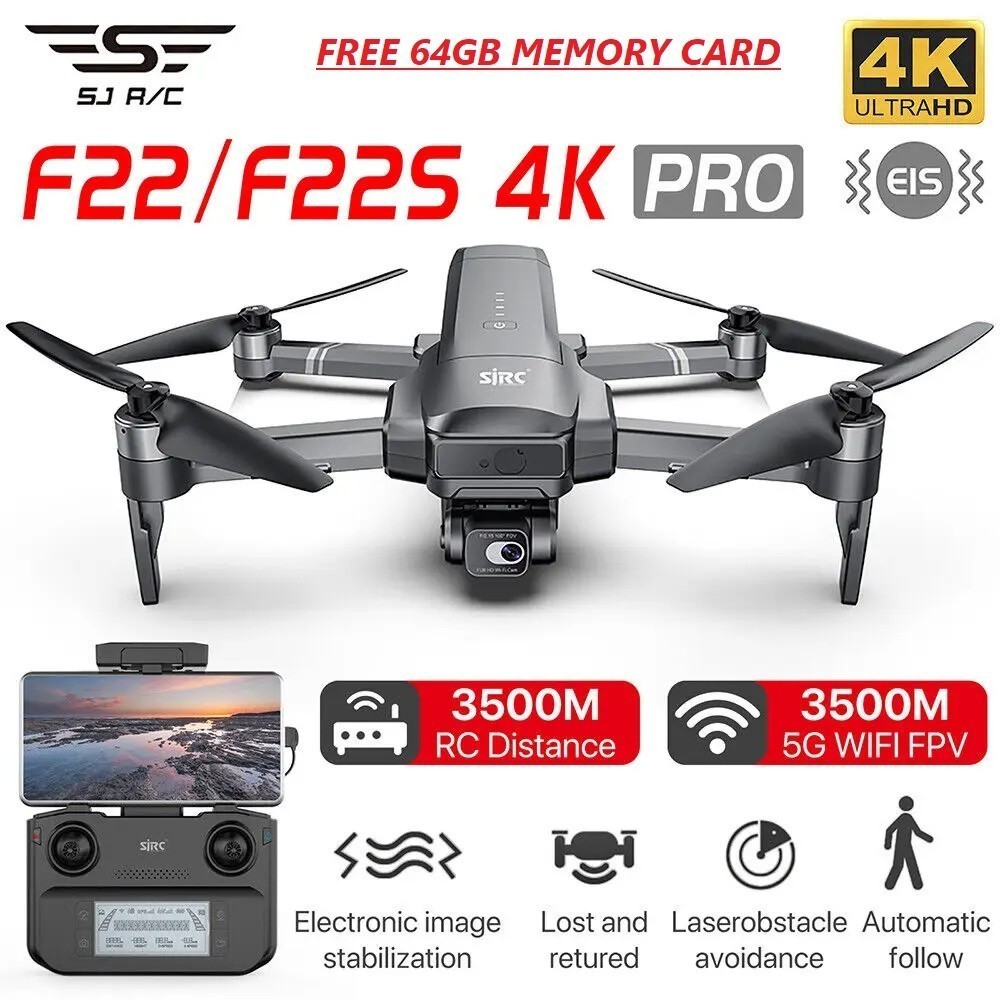 SJRC F22 F22S 4K PRO GPS Drone dengan Wifi FPV 4K HD