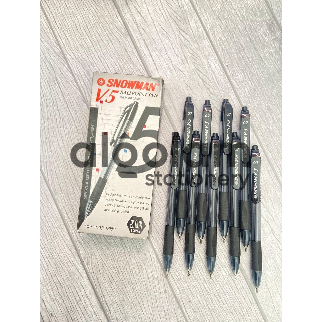 

SELUSIN ( 12 BIJI ) Pulpen Snowman V5 0.7 MM Ballpoint Pen Snowman V-5 0.7Mm