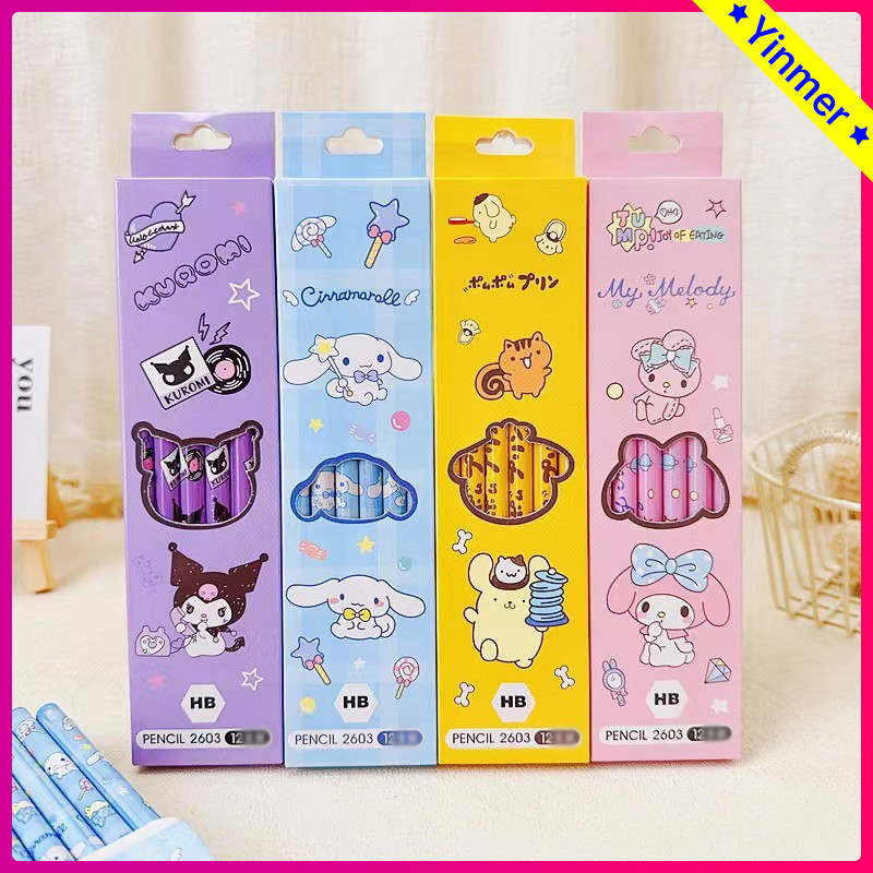 

COD✨Pensil Kartun Sanrio Set 12 Potong Pensil Murid Pensil Gambar Anak-Yinmer