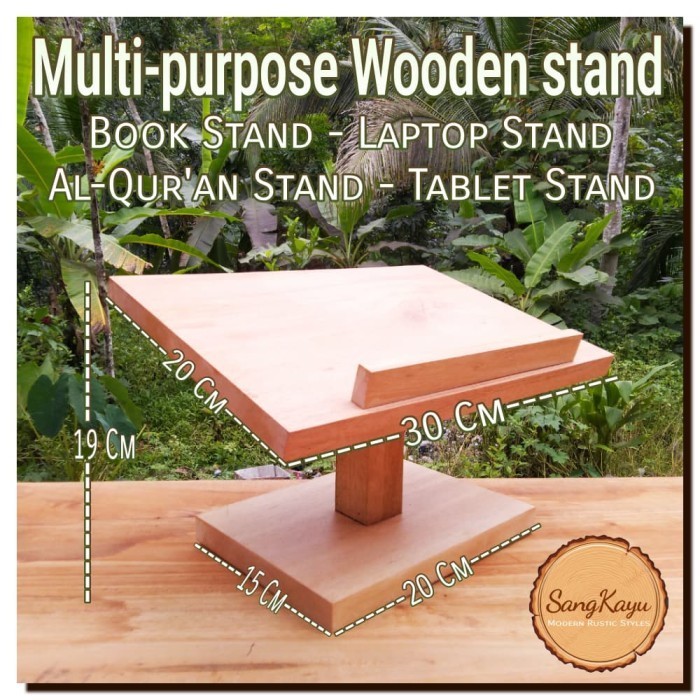 Laptop stand notebook book stand rakel Al-Qur'an multipurpose stand - KAYU MAHONI