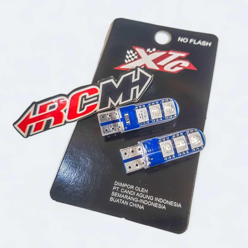 LAMPU BOLAM BOHLAM LED T10 6 TITIK LED SENJA PLAT NO MUNDUR MOTOR MOBIL BIRU PUTIH TDK KEDIP