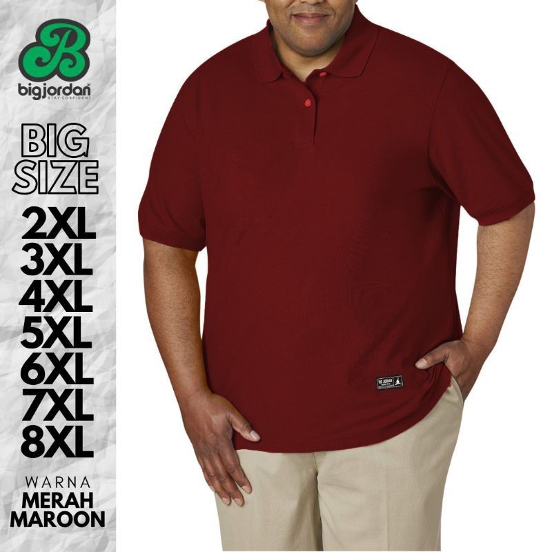 Polo shirt big size 2XL 3XL 4XL 5XL 6XL 7XL 8XL kaos kerah pria jumbo WARNA MERAH MAROON oversize KA