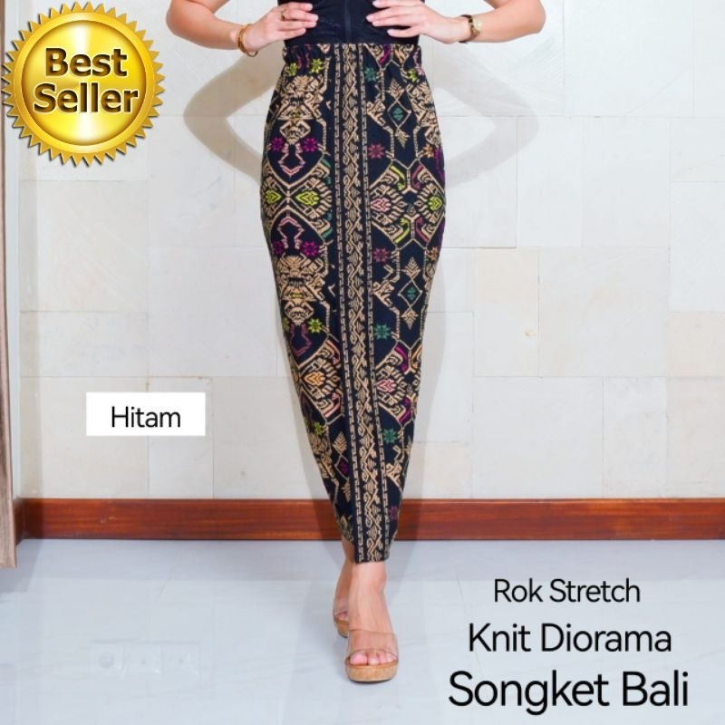 Kamen jadi knit stretch motif songket bali
