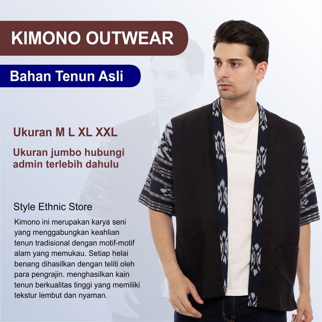 STYLE ETHNIC KIMONO TENUN MODERN OUTWEAR PRIA/WANITA TENUN MODERN KEKINIAN