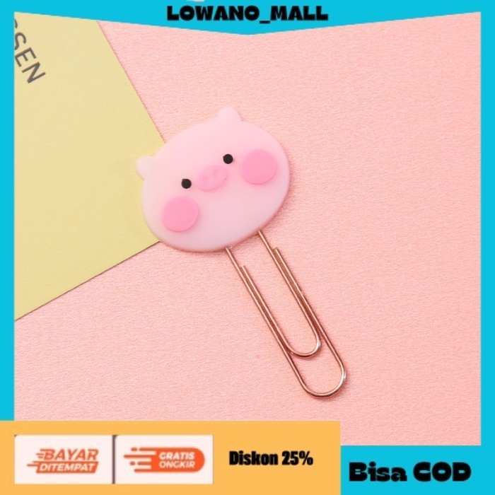 

[[BEST QUALITY]] TERLARIS Paper Clip Cartoon Korean Style Penanda Buku Bookmark PIGGY COD