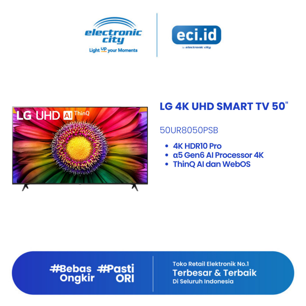 LG 50 Inch 4K UHD Smart TV - 50UR8050PSB