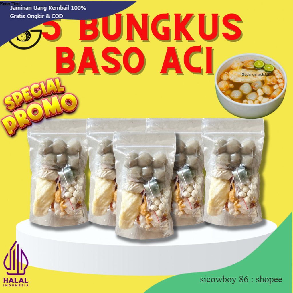 

5 BUNGKUS BASO ACI INSTAN ORIGINAL MAKANAN ISNTAN BOCI KALDU PEDAS