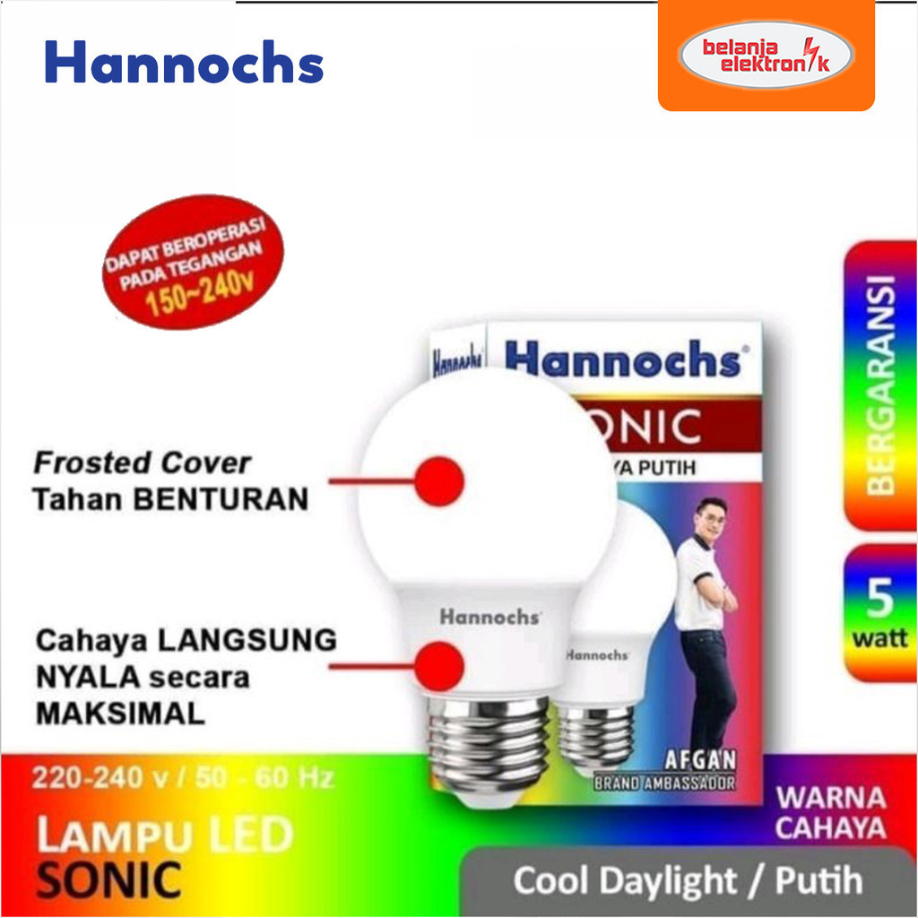 HANNOCHS SONIC LAMPU BOHLAM LED 5 WATT