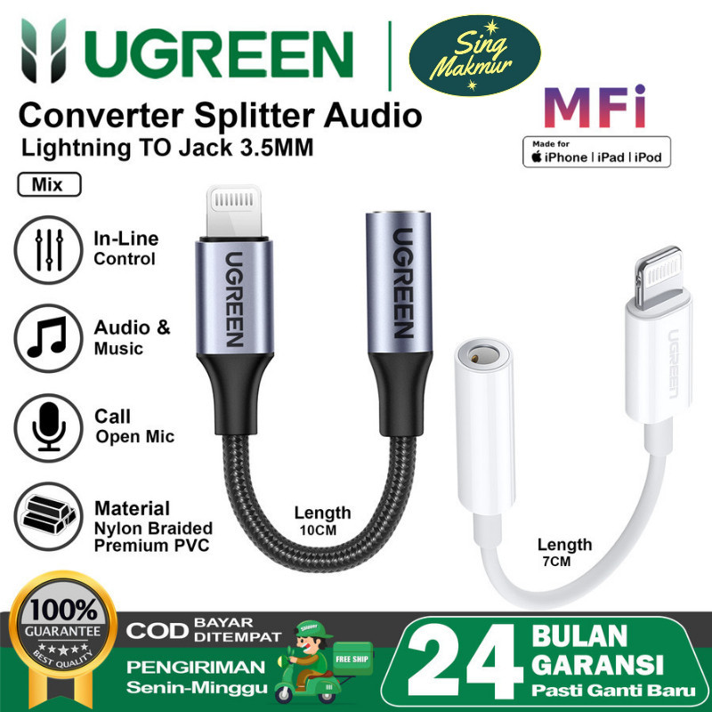 UGREEN Splitter iPhone MFi Lightning To Jack 3.5mm
