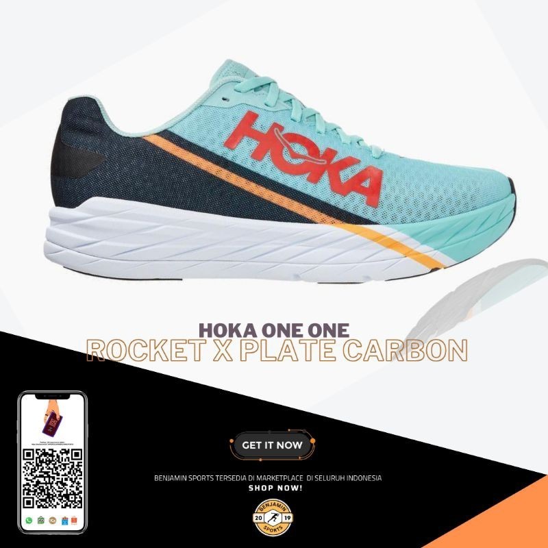 Hoka One One Rocket X Unisex Road Running - Eggshell Blue / Black