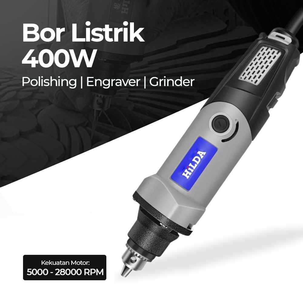 HILDA Bor Listrik Mini Electric Drill Polishing Engraver Grinder 400W
