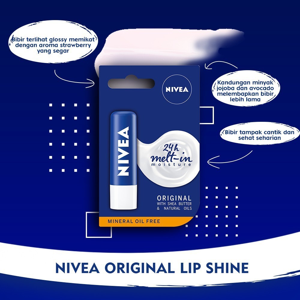 NIVEA Lip Care | Lip Balm | Lip Ball | Original Care | Strawberry | SPF15 | Red (️BPOM)
