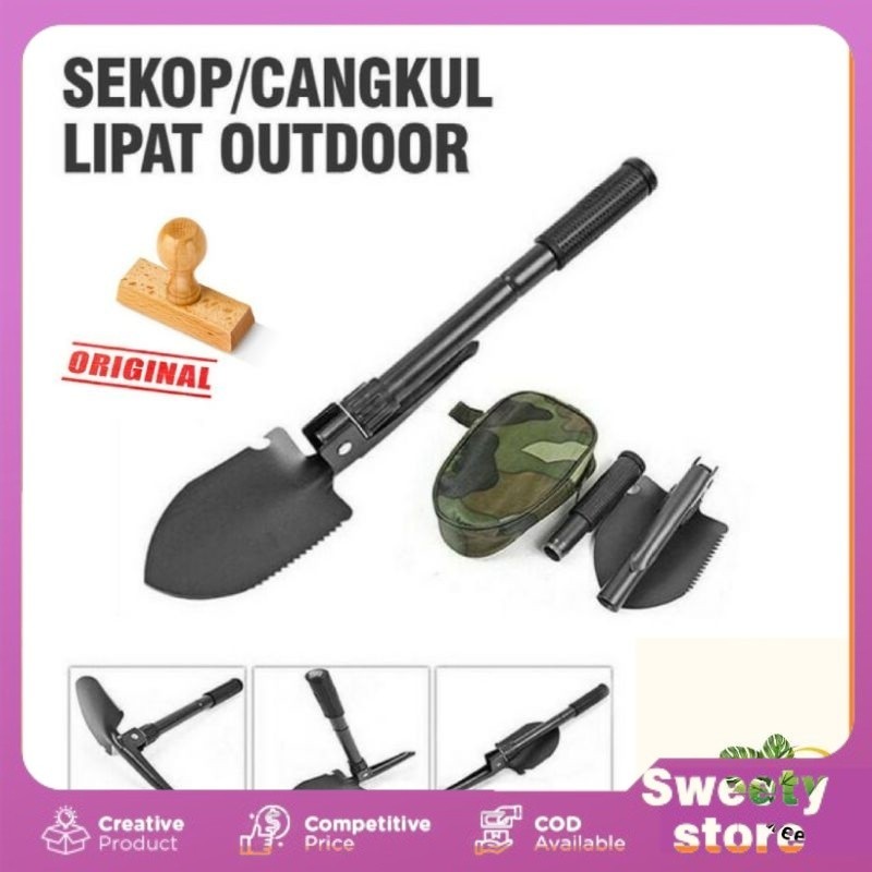 ALAT SEKOP CANGKUL LIPAT TACTICAL 3 IN 1 ,SEKOP ELASTIS SEKOP SURVIVAL KID OUTDOOR CAMPING ARMY