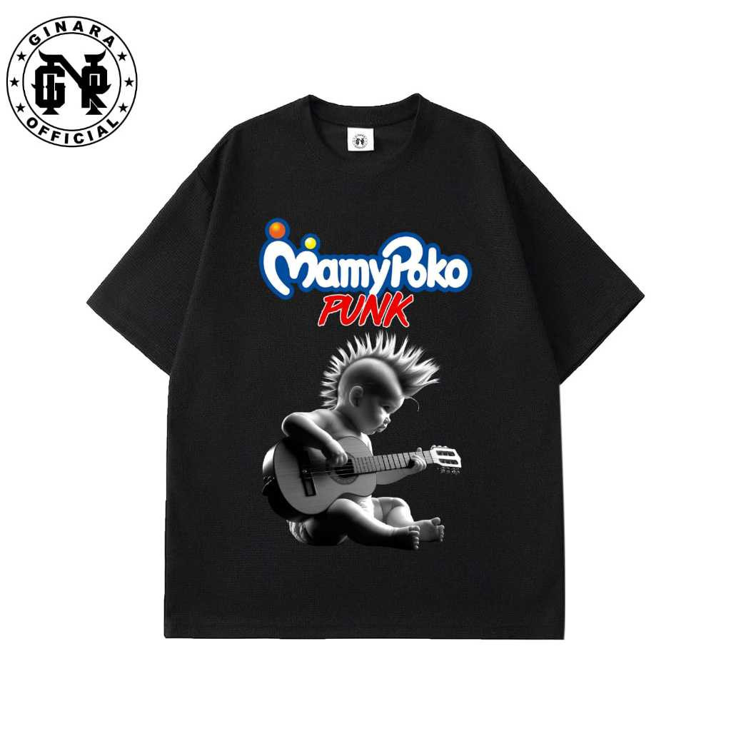 FestKaos  T-Shirt Mamypoko punk Music plesetan  black  kaos band  lengen pendek