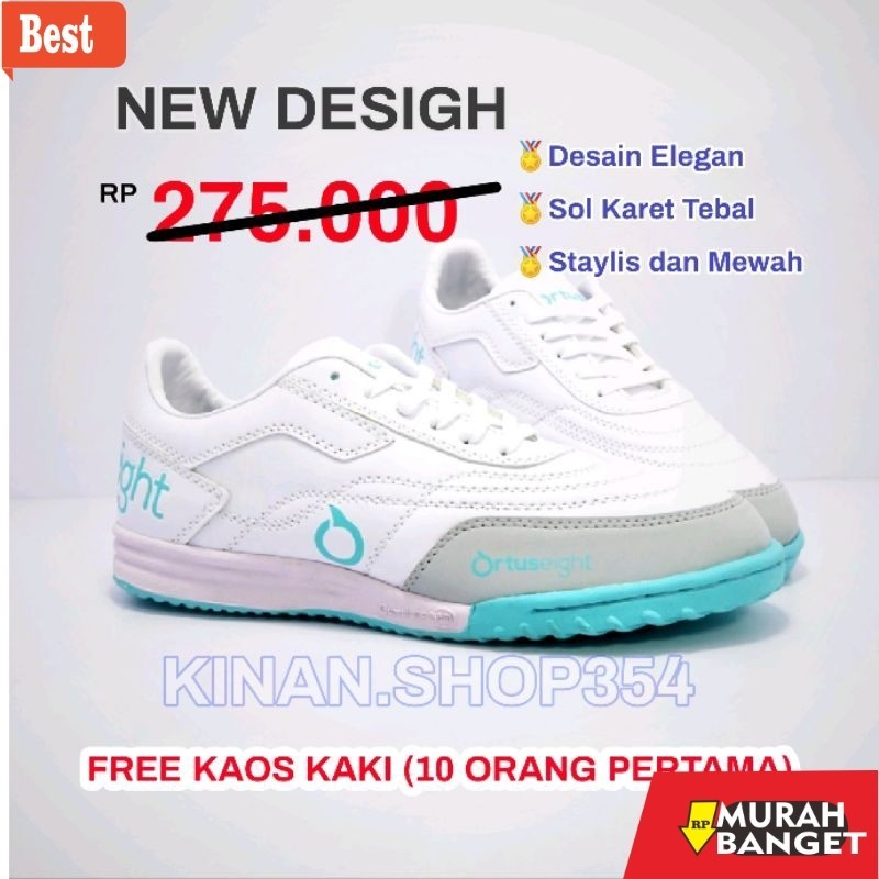 Sepatu futsal kekinian [FREE KAOS KAKI] SEPATU FUTSAL ORTUS JOGOSALA ROULETTE PUTIH HIJAU STABILO TE
