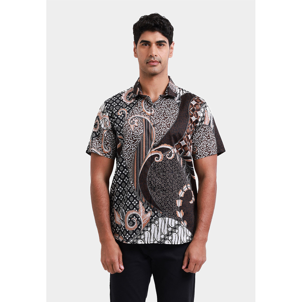 MOC Kemeja Batik Lengan Pendek Pria DANURAJEN - BLACK
