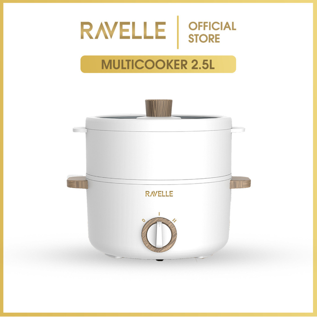 RAVELLE Multicooker 2.5 Liter Panci Kukusan Listrik Multifungsi Low Watt