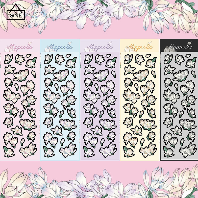

COD❤️Stiker bunga Magnolia in laser stiker akuntansi stiker dekorasi diy stiker bunga